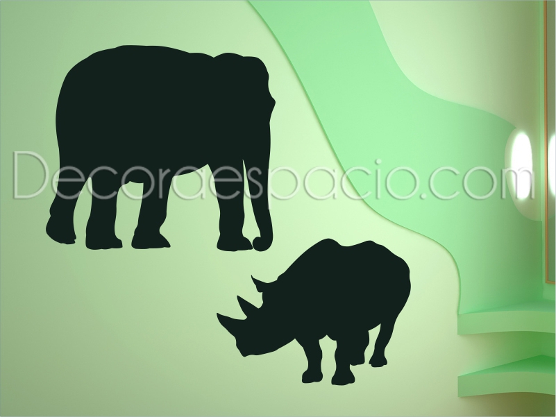 Vinilo elefante y rinoceronte