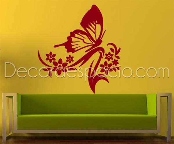 Vinilo floral mariposa 